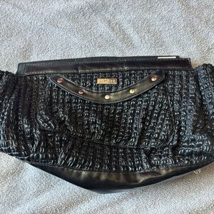 Miche Black Ruched Leather look Clutch with Stud Accents